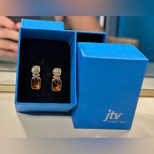 Elegant Gold and Brown Earrings